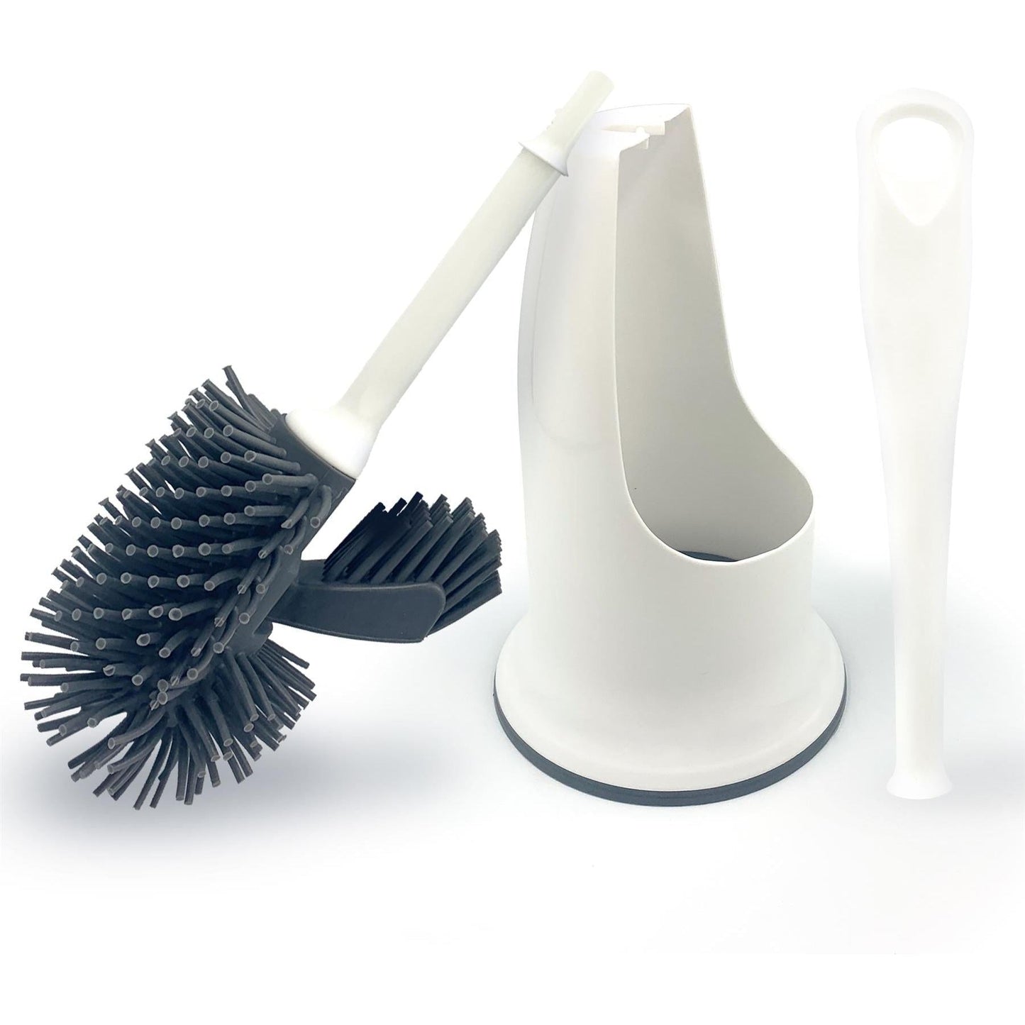 Silicone Toilet Brush and Holder Set with Spare Brush Head