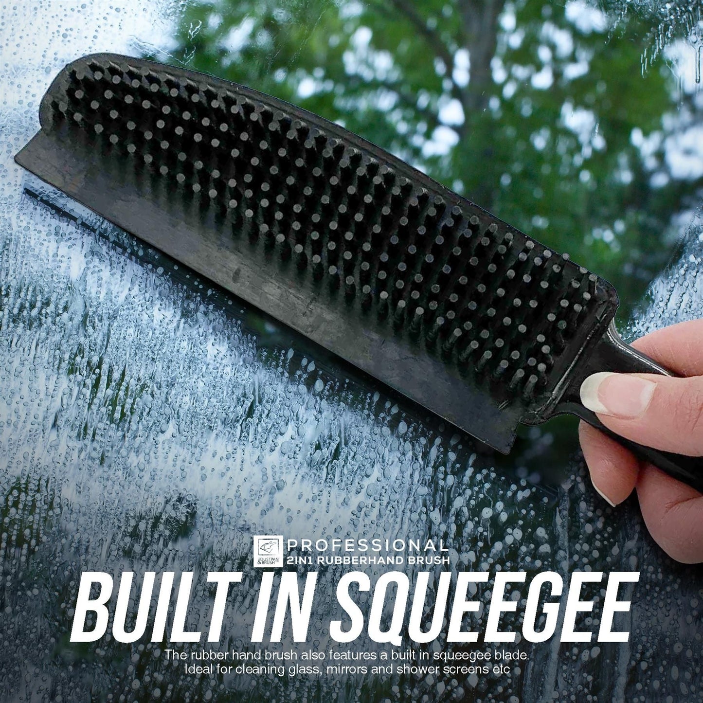 Rubber Hand Brush for General Cleaning with Scratch-Free Rubber Bristles – Ideal for Pet Hair Removal