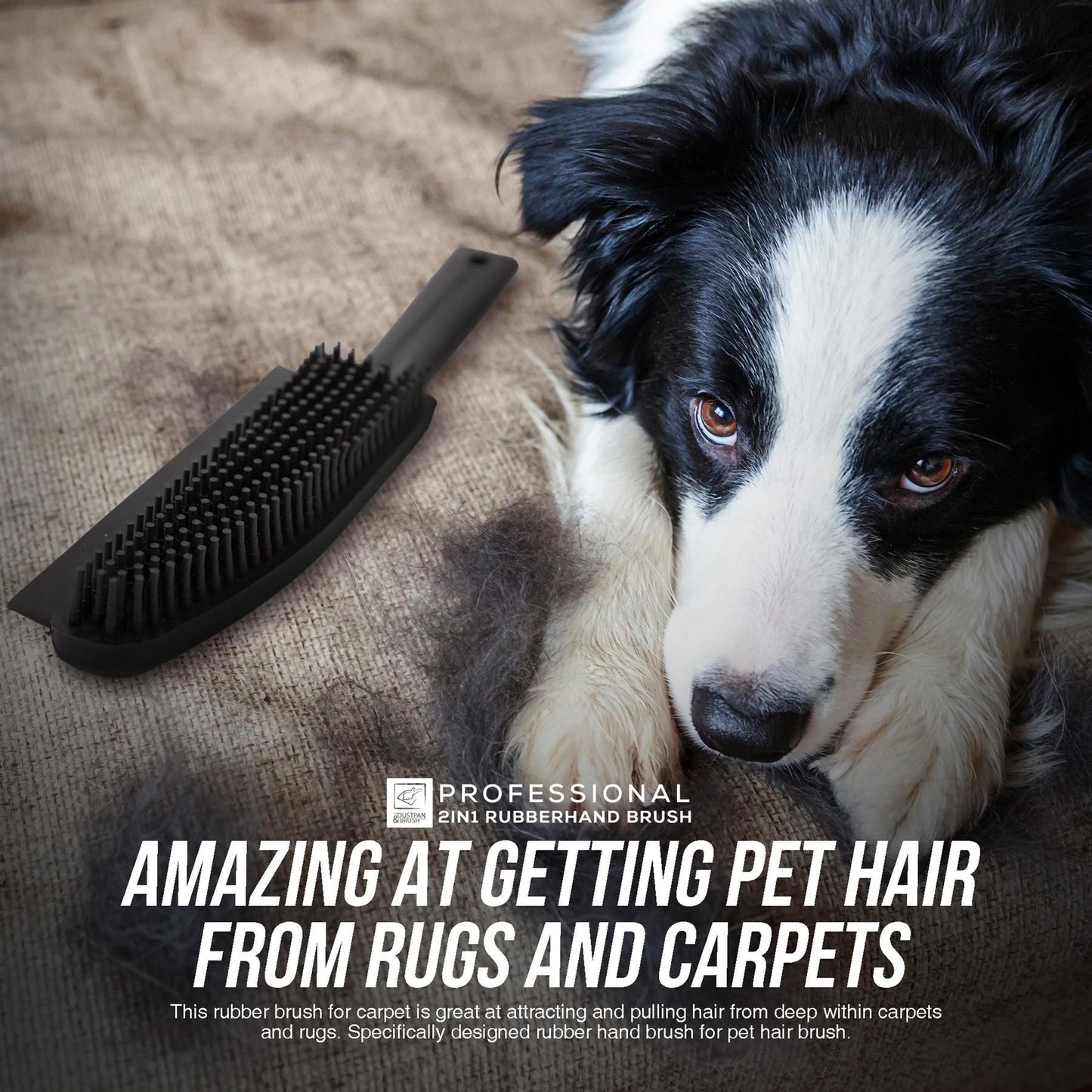 Rubber Hand Brush for General Cleaning with Scratch-Free Rubber Bristles – Ideal for Pet Hair Removal