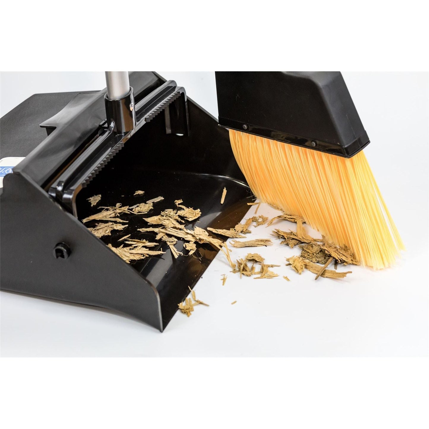 Heavy Duty Long Handle Dustpan and Brush Set with Stiff Bristles