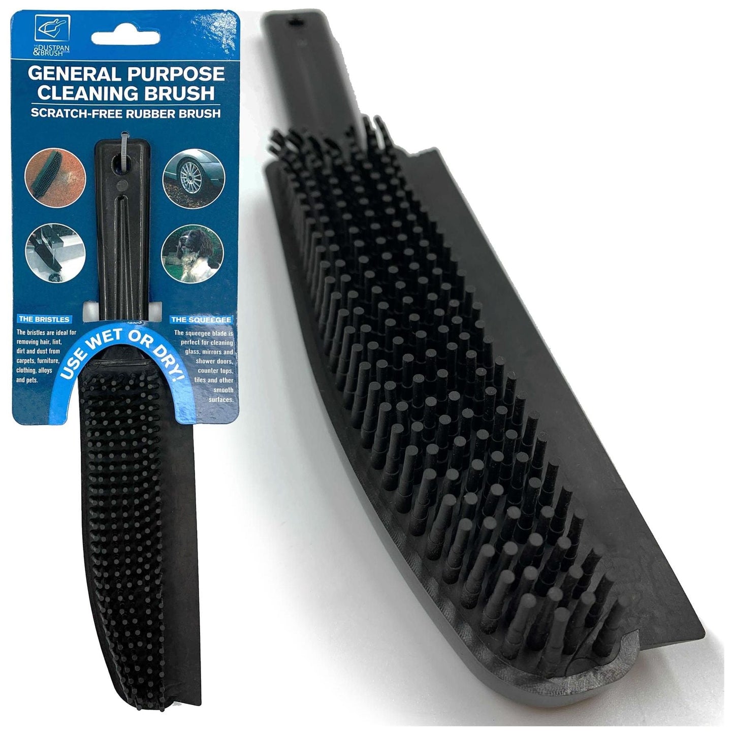 Rubber Hand Brush for General Cleaning with Scratch-Free Rubber Bristles – Ideal for Pet Hair Removal
