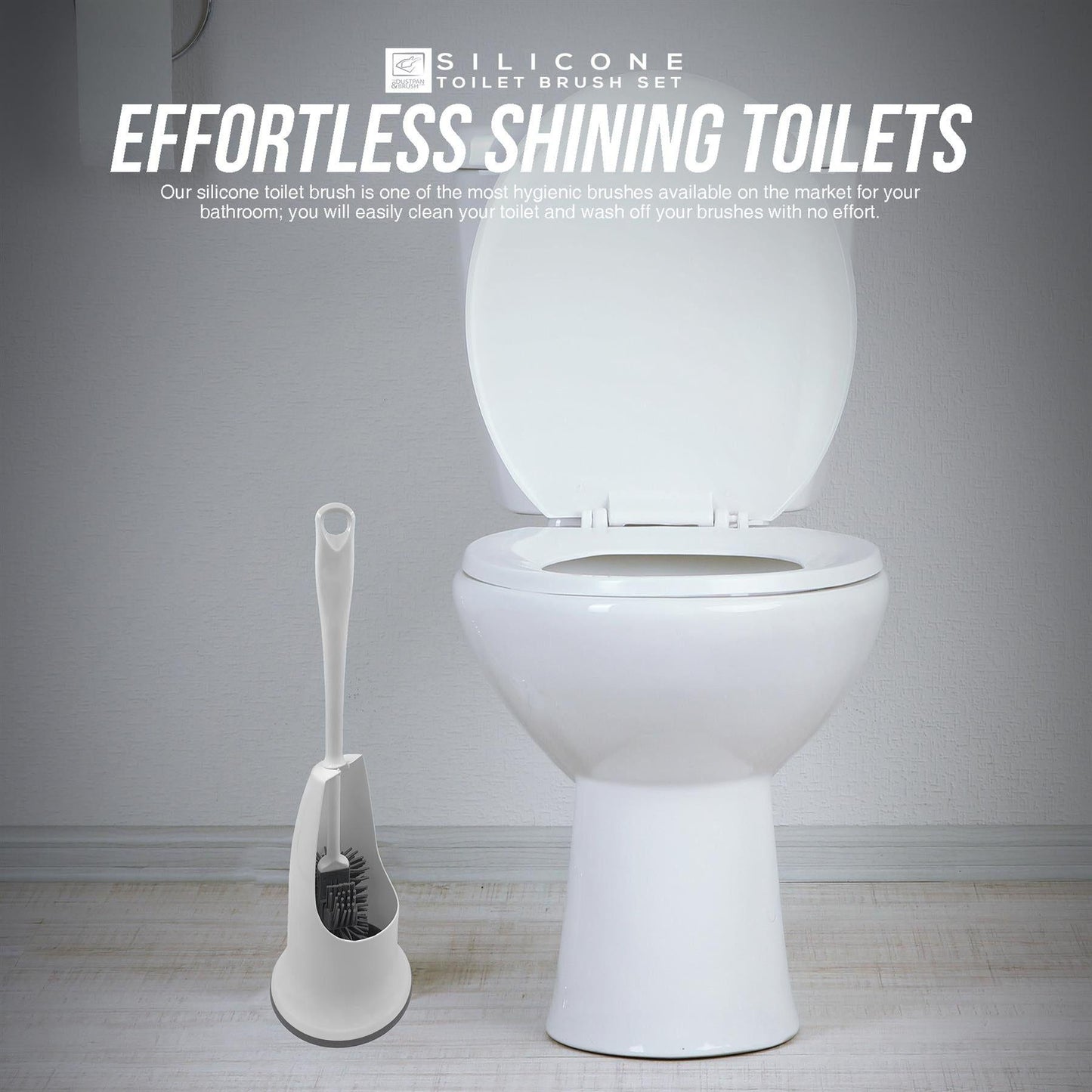 Silicone Toilet Brush and Holder Set with Spare Brush Head
