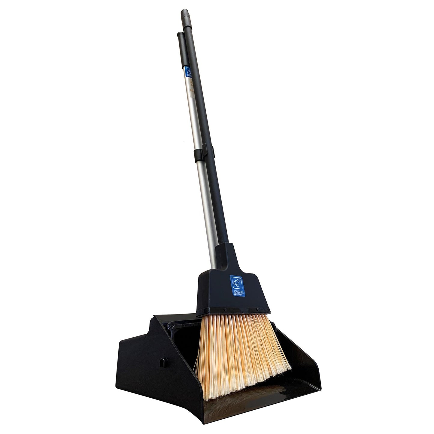 Heavy Duty Long Handle Dustpan and Brush Set with Stiff Bristles