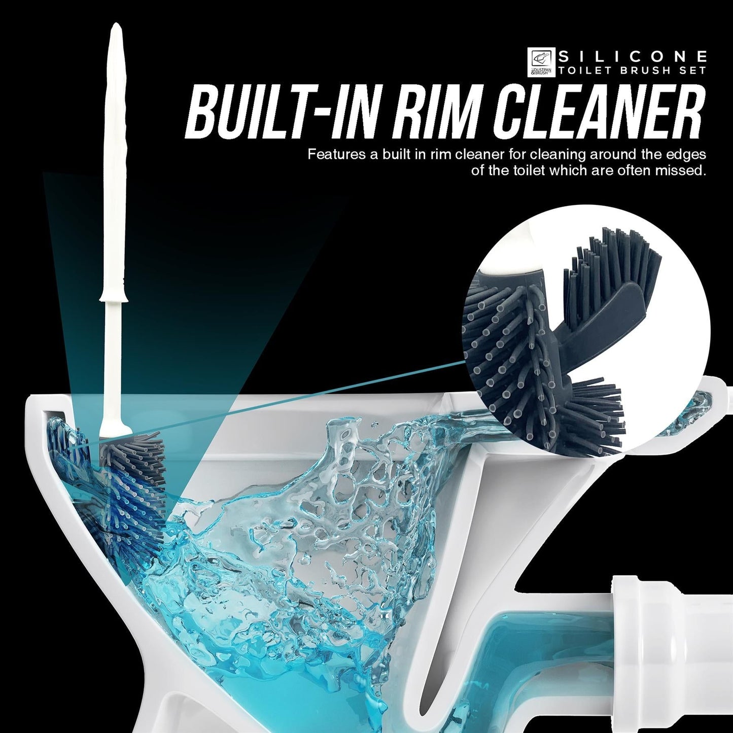 Silicone Toilet Brush and Holder Set with Spare Brush Head