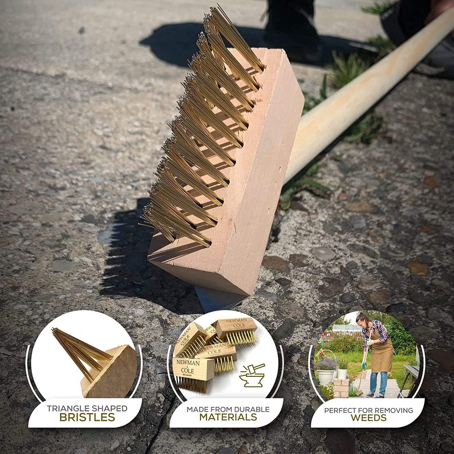 Newman and Cole Wooden Weed Brush Heads with Scraper – Pack of 5
