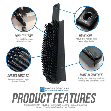 Rubber Hand Brush for General Cleaning with Scratch-Free Rubber Bristles – Ideal for Pet Hair Removal