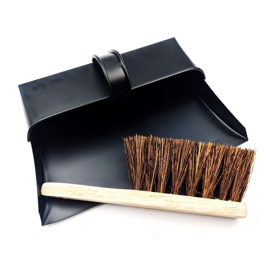 Metal Dustpan and Brush Set – Traditional Strong Hooded Dustpan with Stiff Hand Brush