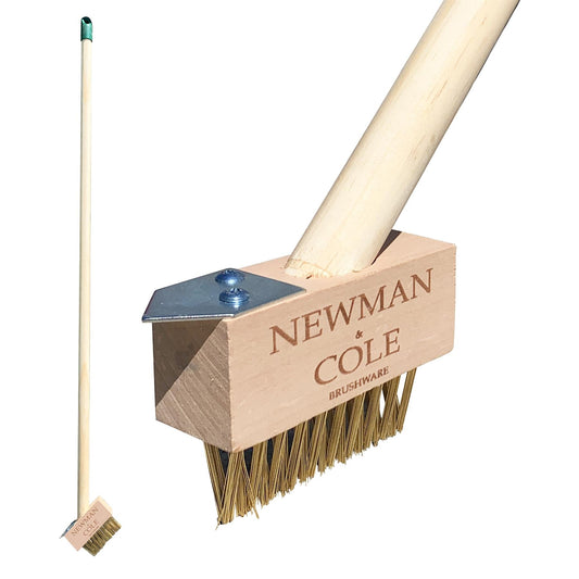 Newman and Cole Weed Brush Head with Scraper and Wooden Handle